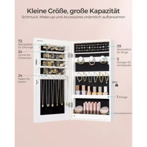 rotaslietu skapis ar spoguli songmics jjc050w01 uz durvim piekarinams balts 372 x 673 x 97 cm3 670c04f2079c2
