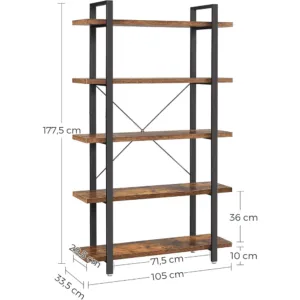gramatplaukts vasagle lls55bx 5 plaukti 335d x 105p x 1775a cm2 673bb3f089af4