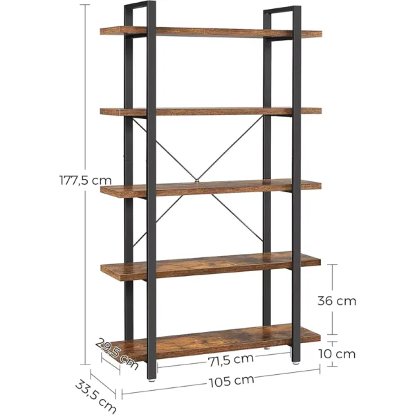 gramatplaukts vasagle lls55bx 5 plaukti 335d x 105p x 1775a cm2 673bb3f089af4