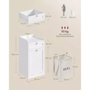vannas istabas skapis ar velas grozu 40 x 40 x 802 cm vasagle bbc741w01 balts2 67252b5fa8995