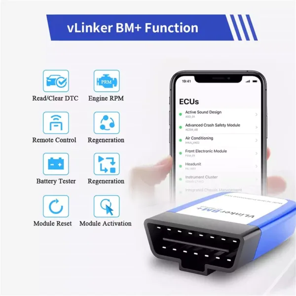 vlinker bm obd2 bluetooth 30 40 diagnostikas skeneris bmw ios android windows prieks bimmercode bimmerlink4 673101586607e