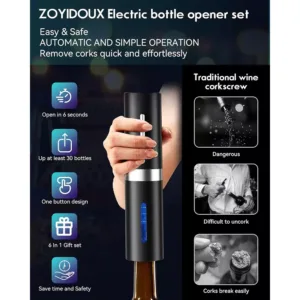uzladejams elektriskais vina pudeles attaisitajs 6 in 1 set1 677ee59da8f05