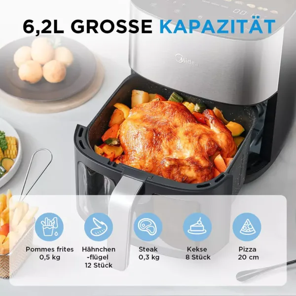 karsta gaisa friteris midea mad65f10bpk hot air fryer xl 62 l 2000 w4 67b4e0766aabc