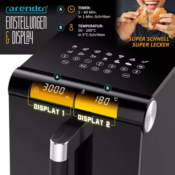 karsta gaisa friteris arendo 307484 xxl dual zone hot air fryer 114 l 1700 w2 67dfd9460177f