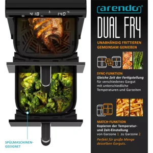 karsta gaisa friteris arendo 307484 xxl dual zone hot air fryer 114 l 1700 w3 67dfd946352e7