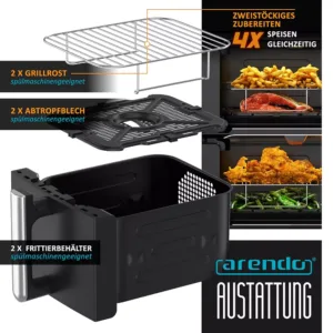 karsta gaisa friteris arendo 307502 xxl dual zone hot air fryer 11 l 2400 w5 67dfdba1089f6