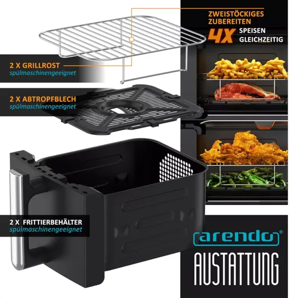 karsta gaisa friteris arendo 307502 xxl dual zone hot air fryer 11 l 2400 w5 67dfdba1089f6