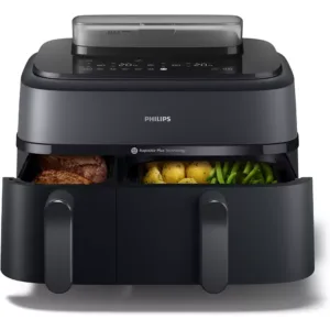 Karstā gaisa friteris Philips NA550/00 RapidAir Plus Steam Airfryer 5000 Series Dual Basket 9 L (6L+3L) 2750 W