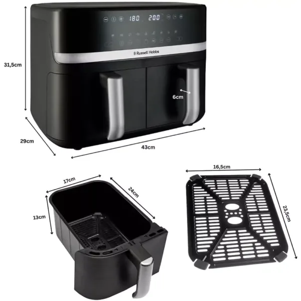 karsta gaisa friteris russell hobbs 27681 56 hot air fryer double chamber 9 l max 200 c 2800 w5 67f10511bec0d