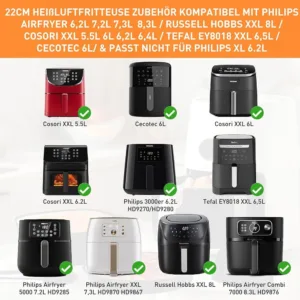 Karst gaisa fritera piederumi 11 gab. priek ¬ Cosori Turboblaze 6 L 6.4 L Philips Airfryer XL 6.2L 5000 Series XXL 7.2L Ninja Max Pro 6.2L1
