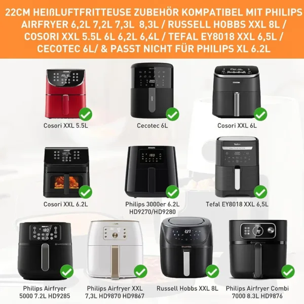 Karst gaisa fritera piederumi 11 gab. priek ¬ Cosori Turboblaze 6 L 6.4 L Philips Airfryer XL 6.2L 5000 Series XXL 7.2L Ninja Max Pro 6.2L1