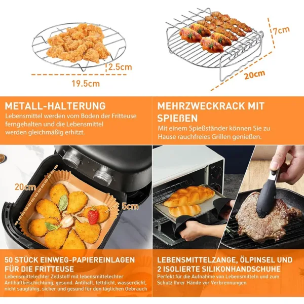 Karst gaisa fritera piederumi 11 gab. priek ¬ Cosori Turboblaze 6 L 6.4 L Philips Airfryer XL 6.2L 5000 Series XXL 7.2L Ninja Max Pro 6.2L3