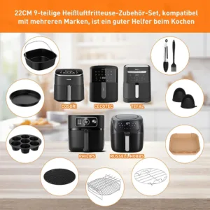 Karst gaisa fritera piederumi 11 gab. priek ¬ Cosori Turboblaze 6 L 6.4 L Philips Airfryer XL 6.2L 5000 Series XXL 7.2L Ninja Max Pro 6.2L4