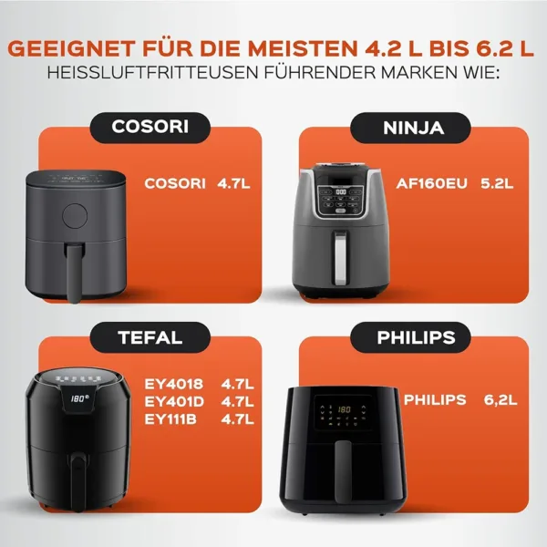 Karsta gaisa fritera piederumi prieks Cosori 4.7 L Tefal 4.7 L Ninja 5.2 L Philips 6.2 L2