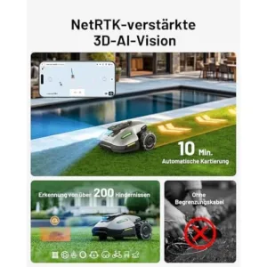Robots zales plavejs MAMMOTION YUKA Mini 700 NetRTKVision uztversanas zona 700 m² maks. 1100 m² ar 4G moduli2
