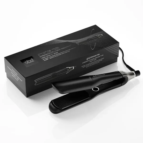ghd Chronos Max Taisnotajs ar platam plaksnem Melns