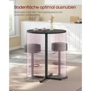 Apals bara galds Vasagle LBT361B01 60 x 60 x 1045 cm Melns3