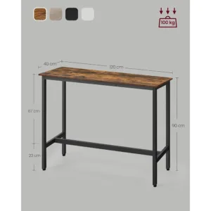Bara galds Vasagle Industrial 120 x 40 x 90 cm LBT120B01 Bruns Melns2
