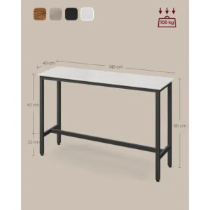 Bara galds Vasagle Industrial 140 x 40 x 90 cm LBT140B73 Balts Melns2