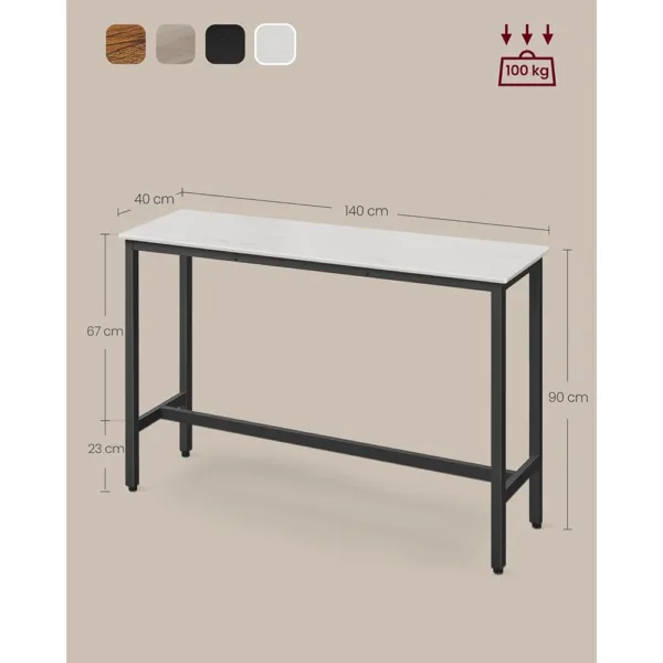 Bara galds Vasagle Industrial 140 x 40 x 90 cm LBT140B73 Balts Melns2