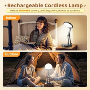 Bezvadu Bernu Led galda lampa One Fire ar akumulatoru 3600 mAh 300 lum Melna1