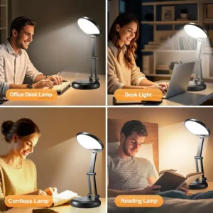 Bezvadu Bernu Led galda lampa One Fire ar akumulatoru 3600 mAh 300 lum Melna5