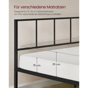 Divgulamas gultas metala ramis Vasagle RMB195B01 160 x 200 cm ar mateti melnu galvgali4