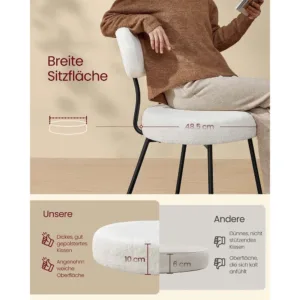 Edamistabas kreslu komplekts 2 gab. Vasagle KDC110W01 ar flisa virsmu krembalts2