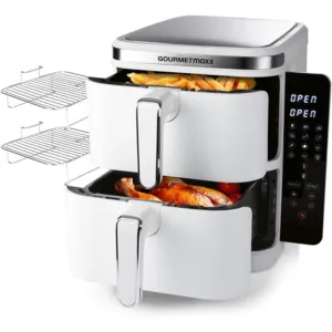 Karstā gaisa friteris GOURMETmaxx FryUp 15470 Vertikāls, Divi grozi, 10 L 2800 W Balts