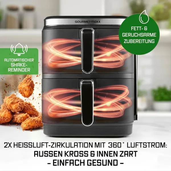Karsta gaisa friteris GOURMETmaxx FryUp 15470 Vertikals Divi grozi 10 L 2800 W Melns2