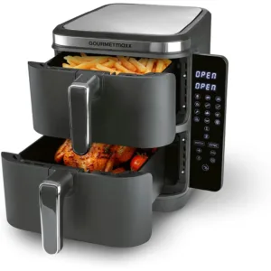 Karstā gaisa friteris GOURMETmaxx FryUp 15470 Vertikāls, Divi grozi, 10 L 2800 W Tumši pelēks