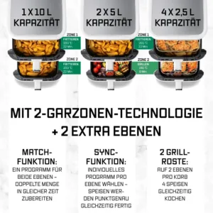 Karsta gaisa friteris GOURMETmaxx FryUp 15470 Vertikals Divi grozi 10 L 2800 W2