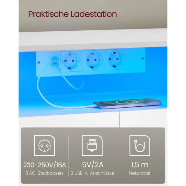 L veida TV galdins Vasagle LTV126W02 ar regulejamu garumu makonbalta un dabiga besa krasa3