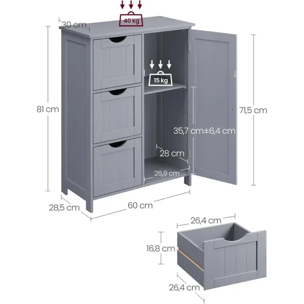 Vannas istabas skapis Vasagle BBC049G02 60 x 30 x 81 cm Peleks2