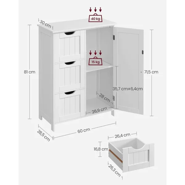 Vannas istabas skapis Vasagle BBC49WT 60 x 30 x 81 cm Balts2