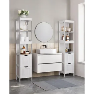 Vannas istabas skapis Vasagle BBC66WT 30 x 30 x 141.5 cm Balts3