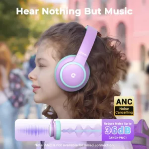 Bernu Bezvadu austinas ar mikrofonu iClever BTH26 Active Noise Cancelling Bluetooth 5.4 Violets1