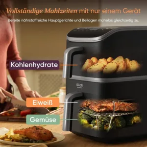 Dubultais karsta gaisa friteris Cosori Turbo Tower Pro 10.8 L ar keramikas parklajumu 2630 W CAF DC112 ADE2