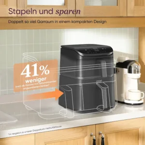 Dubultais karsta gaisa friteris Cosori Turbo Tower Pro 10.8 L ar keramikas parklajumu 2630 W CAF DC112 ADE5