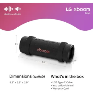 LG xboom Grab by will.i.am Bluetooth 5.3 skalrunis Signature Sound IP67 lidz 20 stundam 30 W6