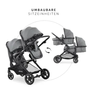 Pastaigu dvinu rati hauck Atlantic Twin lidz 15 kg gumijas riepas Melange Grey2