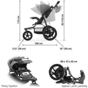 Pastaigu sporta rati Moby System Runner Mountain lidz 15 Kg Melni2