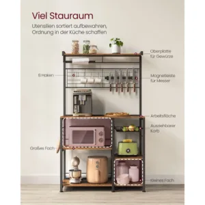 Vasagle KKS026B01 virtuves plaukts Vintage bruns melns1