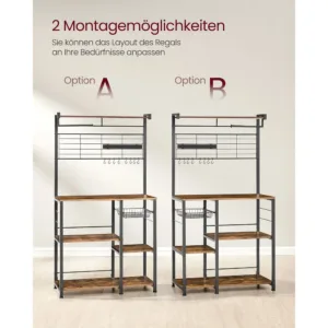 Vasagle KKS026B01 virtuves plaukts Vintage bruns melns4