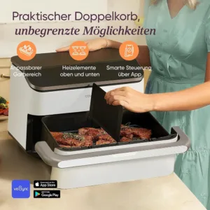 Karsta gaisa friteris Cosori Dual Blaze TwinFry 10 L 2800 W WiFi Hot Air Fryer CAF TF102S AEU Balta1