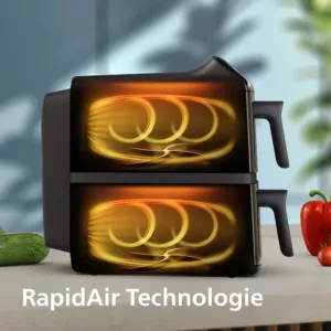 Dubultais vertikalais karsta gaisa friteris Philips Airfryer 4000 Series NA460 00 Stacked Dual Basket 10 L ar keramisko parklajumu3