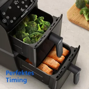 Dubultais vertikalais karsta gaisa friteris Philips Airfryer 4000 Series NA460 00 Stacked Dual Basket 10 L ar keramisko parklajumu5