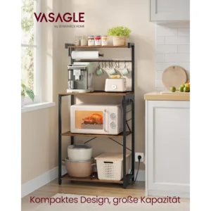 Vasagle KKS014K02 virtuves plaukts 55 x 40 x 140 cm Vintage br Ins melns1