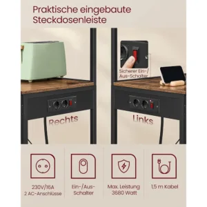 Vasagle KKS014K02 virtuves plaukts 55 x 40 x 140 cm Vintage br Ins melns3