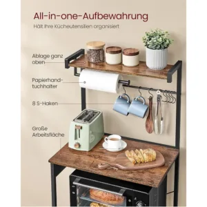 Vasagle KKS014K02 virtuves plaukts 55 x 40 x 140 cm Vintage br Ins melns4